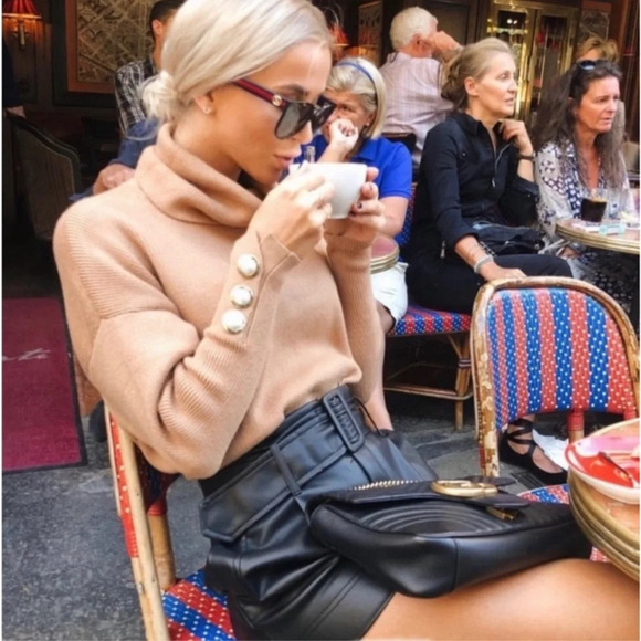 Zara black faux leather belted shorts size XLarge - Picture 5 of 7